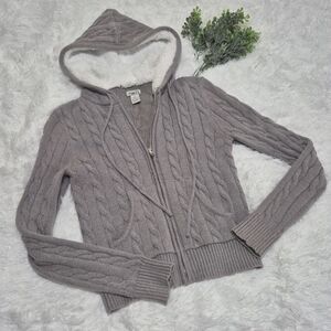 Rue21 Gray Cable Knit Cardigan with Hood XS